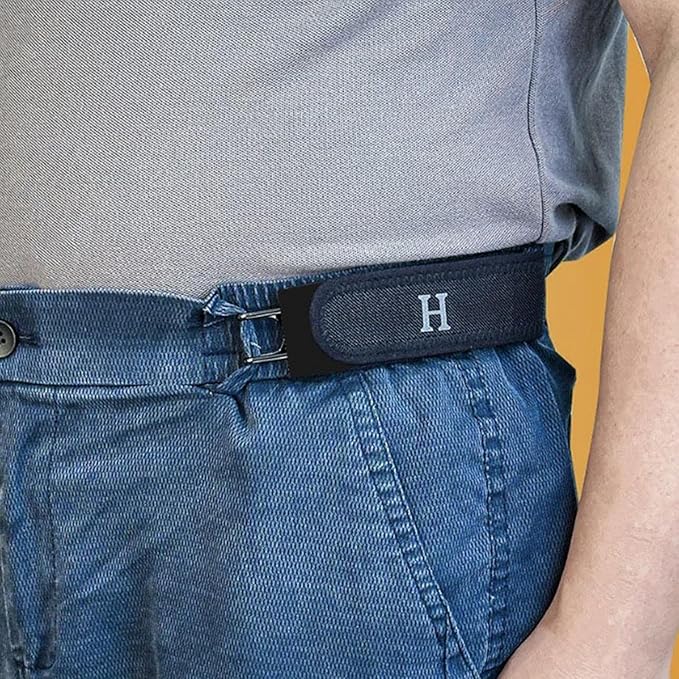 No Buckle Stretch Belt for Jeans Portable Stylish Metal Hook Buckleless Belt Black