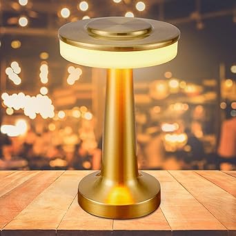 Metal LED Table Lamp with Touch Sensor Rechargeable Desk Lamp,3-Levels Brightness with Cozy Warm Lighting, Night Light for Kids Nursery, Nightstand Lamp, Bedside Lamp (Gold)