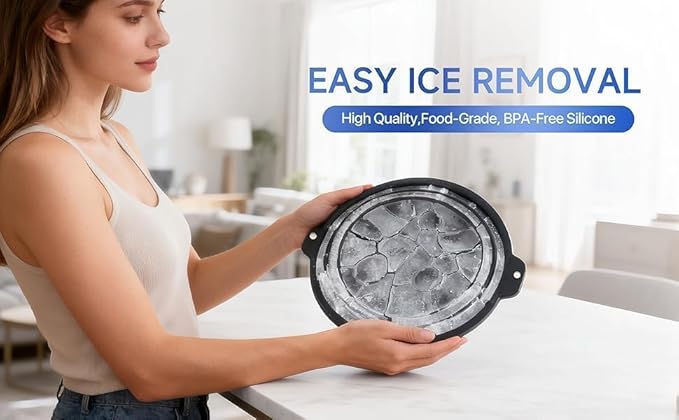 Silicone Collapsible Face Bowl with Built-in Ice Tray, Black, Round, Dishwasher Safe, Modern Style, for Face Bath and Soaking, BPA-Free