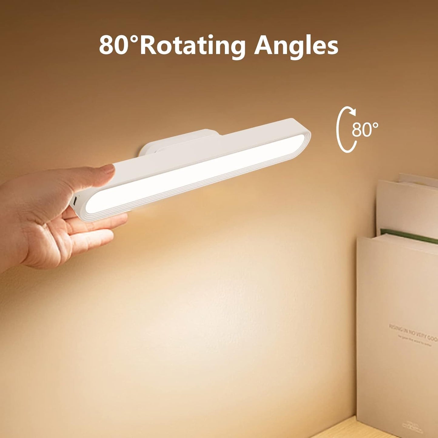 LED Closet Light, Under Cabinet Lights Battery Operated Dimmable Touch Light Bar, Magnetic Rechargeable Under Counter Stick on Night Lighting for Reading Bedroom Stairs Kitchen Sink White