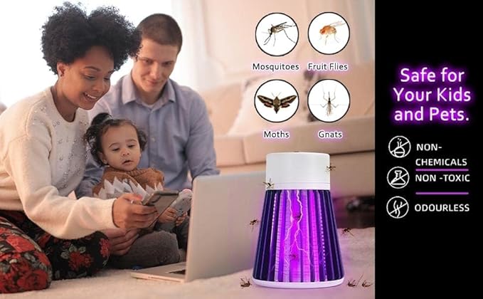 Eco Friendly Electronic LED Mosquito Killer Lamp – USB Powered Bug Zapper Trap for Home, Bedroom, Office & Indoor Use – Safe, Odorless Insect Control Device AA