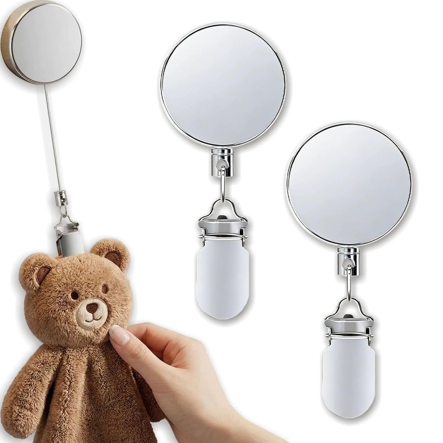 Retractable Dish Towel Holder Clips, No Drill Self Retracting Rag Hooks, Effortless Towel Hangers for Home Bathroom Kitchen Cabinet and Shower