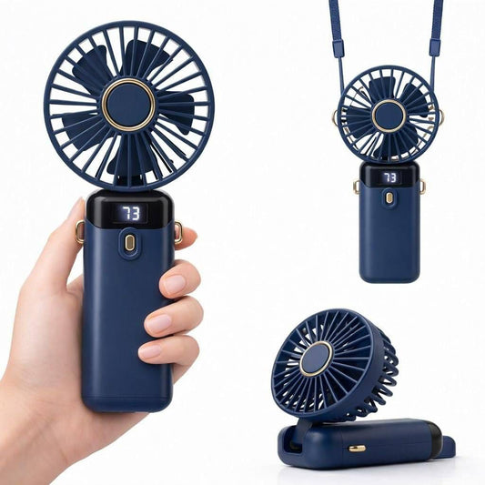 Portable Handheld Mini Fan, Rechargeable, 4000mAh, LED Digital Display, 90° Adjustable, 5 Speed, Aromatherapy, for Office, Outdoor, Travel