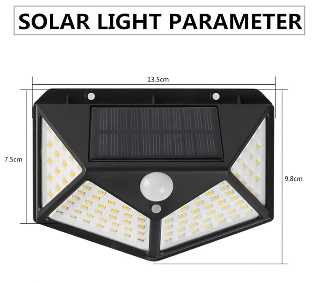Solar Rechargable Light Outdoor 100 LEDs Solar Motion Sensor Light with Solar Panel and 3 Modes with IP65 Protection, Waterproof and Dustproof with Wide Angle Lighting