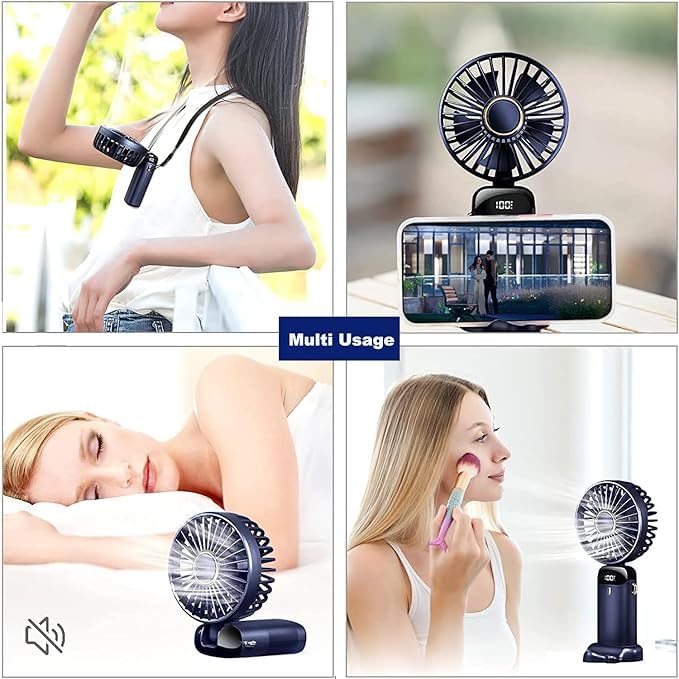 Portable Handheld Mini Fan, Rechargeable, 4000mAh, LED Digital Display, 90° Adjustable, 5 Speed, Aromatherapy, for Office, Outdoor, Travel