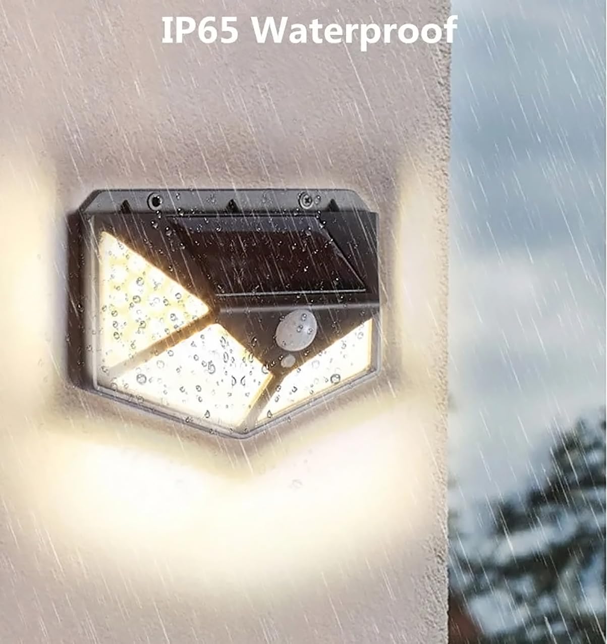 Solar Rechargable Light Outdoor 100 LEDs Solar Motion Sensor Light with Solar Panel and 3 Modes with IP65 Protection, Waterproof and Dustproof with Wide Angle Lighting