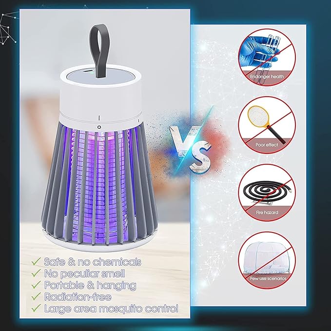 Eco Friendly Electronic LED Mosquito Killer Lamp – USB Powered Bug Zapper Trap for Home, Bedroom, Office & Indoor Use – Safe, Odorless Insect Control Device AA