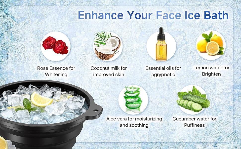 Silicone Collapsible Face Bowl with Built-in Ice Tray, Black, Round, Dishwasher Safe, Modern Style, for Face Bath and Soaking, BPA-Free