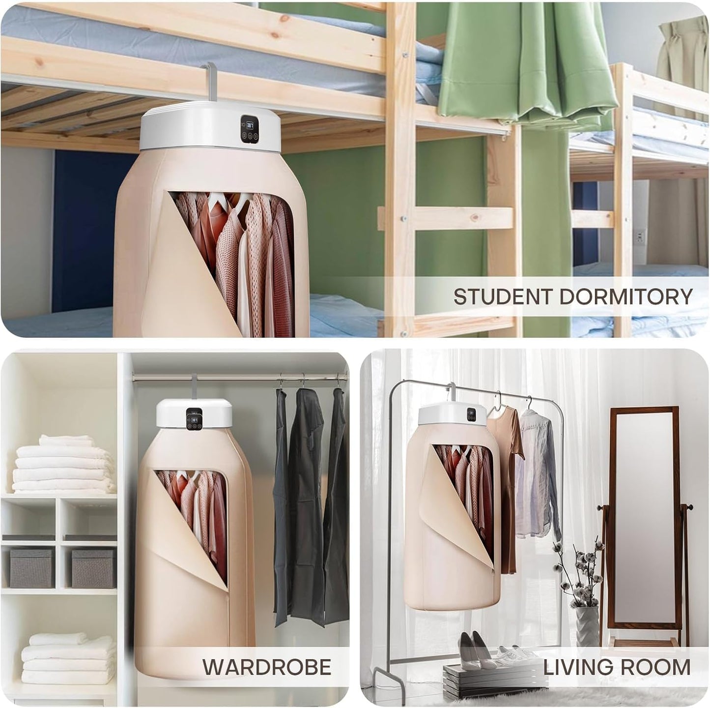 Mini Tumble Dryer, Heat Pump Clothes Dryer with 1-8H Timing, Remote Control & UV Sterilisation, Electric Heat Pump Dryer for Business Trips, Student Dormitories, Apartments, Hotels, Camping