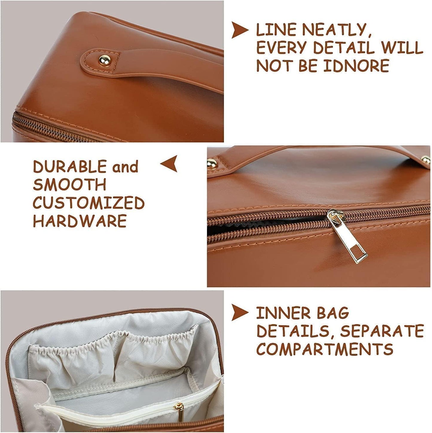 Waterproof Portable Pouch Open Flat Make Up Bag Organizer with Portable Makeup Organizer with Compartments Flat Lay Bags