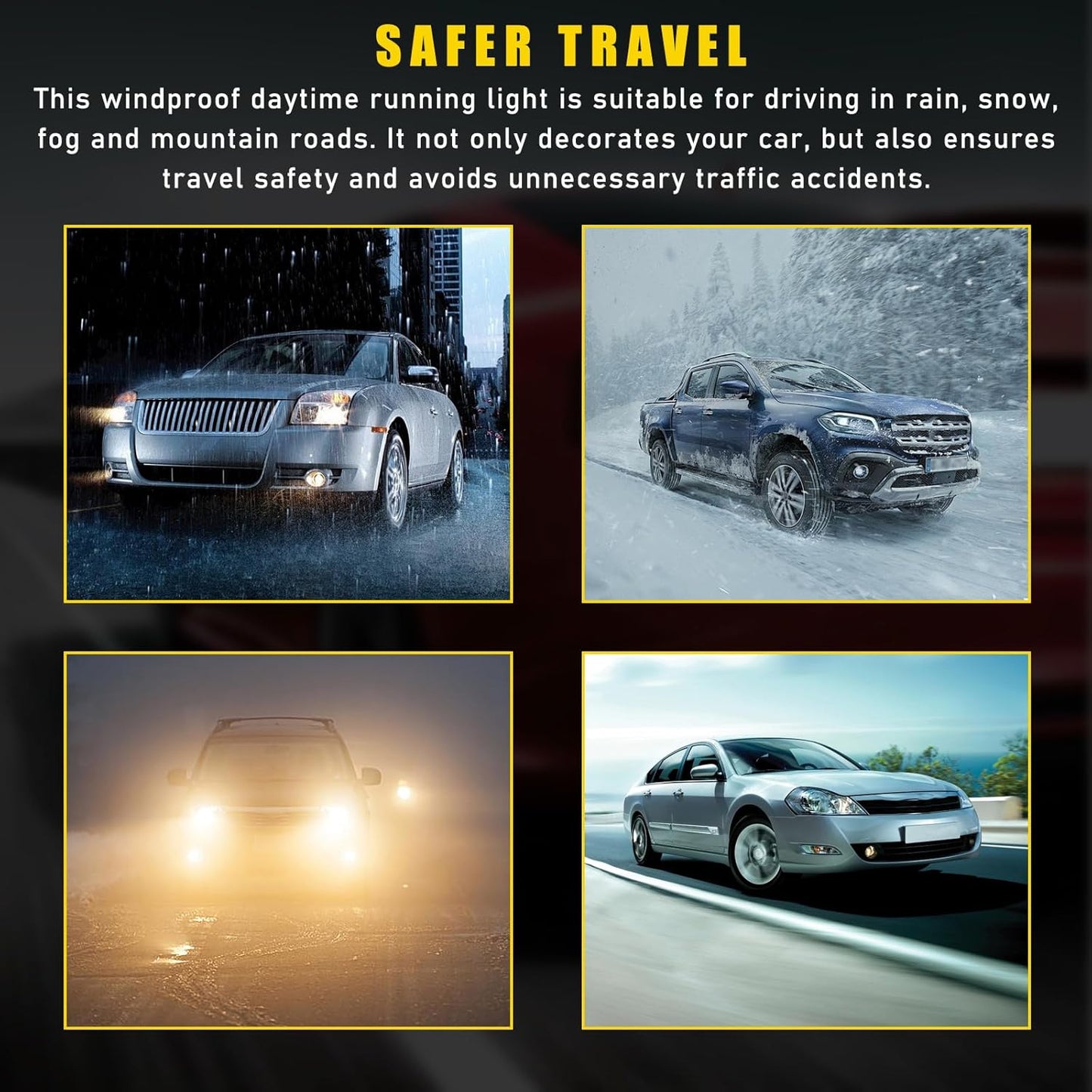 2 PCS Wind Powered Vehicle Lights, 8 LED Waterproof Car Wind Energy Daytime Light, Auto LED Daytime Running Lights No Need External Power Supply, Universal Car Accessories