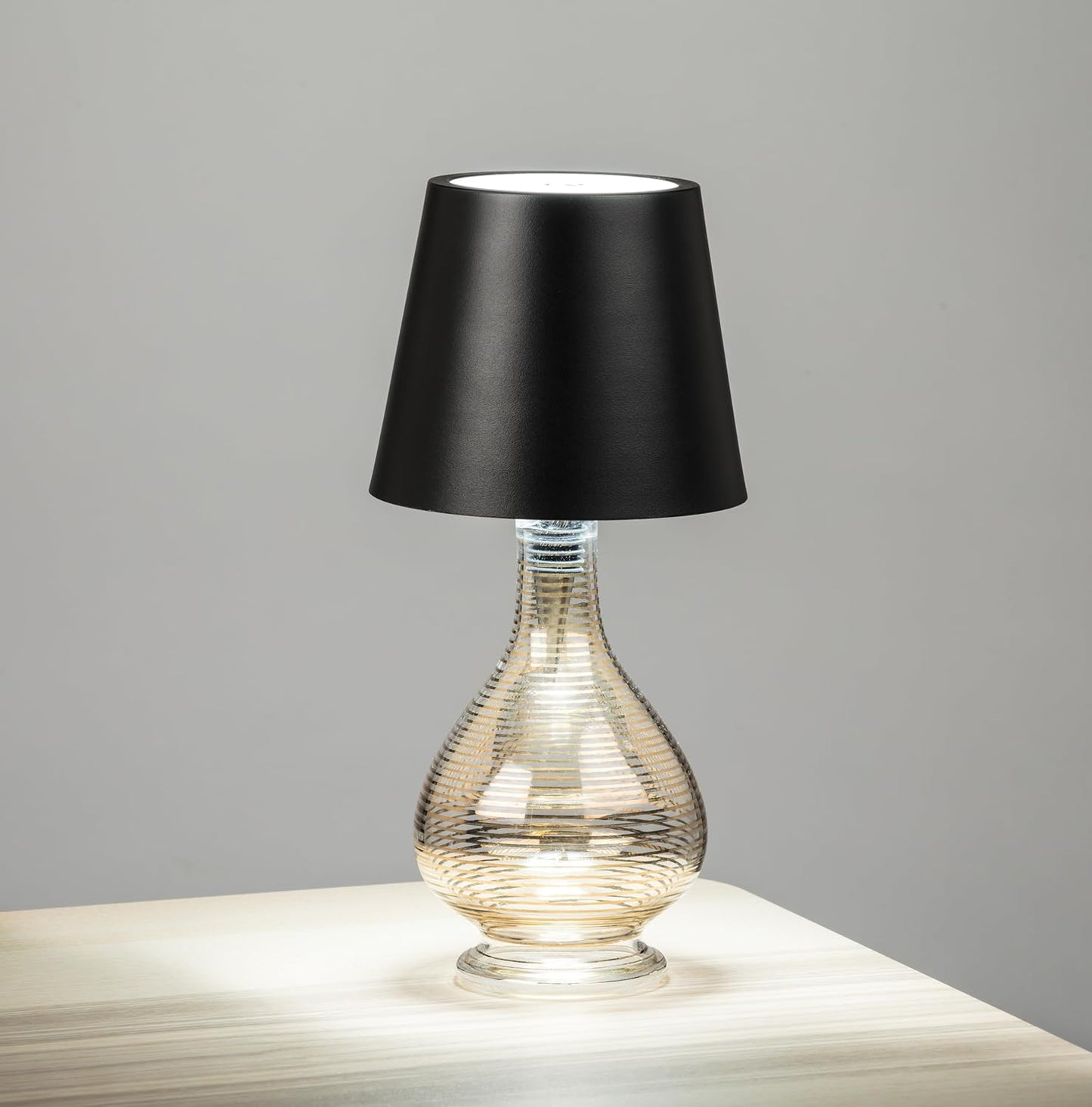 New Wireless Bottle Lamp - LED Bottle Lights for Liquor & Wine Bottles, Cordless Lampshade, Whiskey Bottle Top Light, Bottle Stopper Night Light Kit, Rechargeable 3-Tone Touch-Dimmable