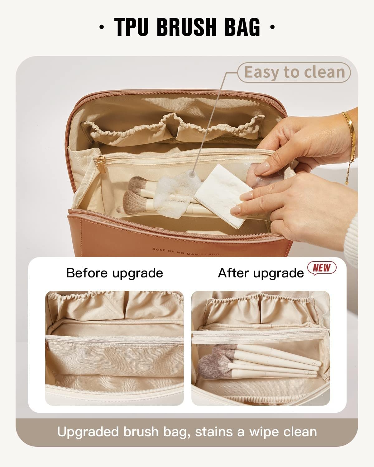 Waterproof Portable Pouch Open Flat Make Up Bag Organizer with Portable Makeup Organizer with Compartments Flat Lay Bags