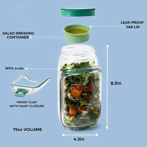 Portable Leakproof Salad Jar with Side Opening